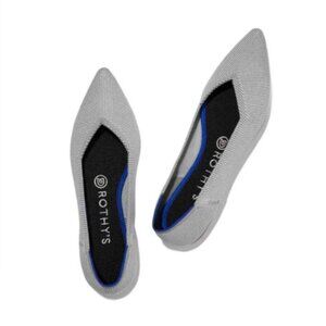 Rothys Flax Birdseye Light Gray Point Toe Flats 9.5